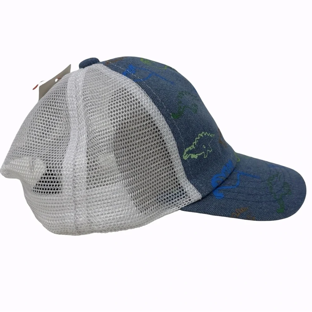 Cat & Jack Dinosaur Denim Baseball Hat Adjustable Snapback Trucker Mesh Cap OSFM